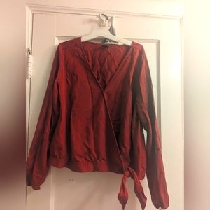 Eddie Bauer Burgundy long sleeve blouse, size Large